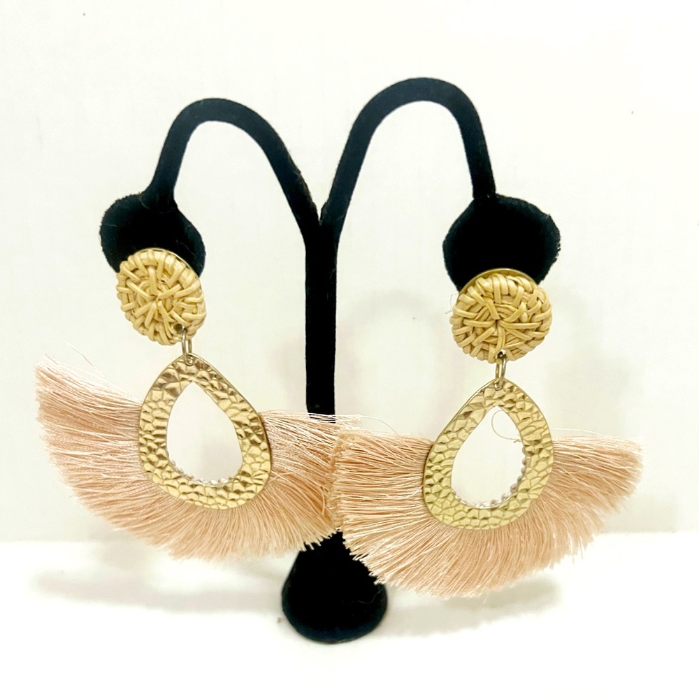 LOFT Hammered Fringe Drop Earrings